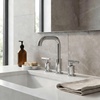 image:imageFORIOUS Brushed Nickel Bathroom Faucet for 3 Hole Widespread Bathroom Sink Faucet with Pop Up Drain and Hoses for Vanity Restroom RV Lavatory 360 Rotatable SpoutChrome