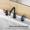 image:imageFORIOUS Brushed Nickel Bathroom Faucet for 3 Hole Widespread Bathroom Sink Faucet with Pop Up Drain and Hoses for Vanity Restroom RV Lavatory 360 Rotatable SpoutMatte Black