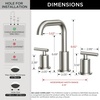 image:imageFORIOUS Brushed Nickel Bathroom Faucet for 3 Hole Widespread Bathroom Sink Faucet with Pop Up Drain and Hoses for Vanity Restroom RV Lavatory 360 Rotatable SpoutStainless Steel