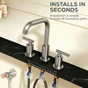 image:imageFORIOUS Brushed Nickel Bathroom Faucet for 3 Hole Widespread Bathroom Sink Faucet with Pop Up Drain and Hoses for Vanity Restroom RV Lavatory 360 Rotatable SpoutStainless Steel