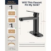 image:imageFORIOUS Matte Black Bathroom Faucets 1 or 3 Holes Modern Single Handle Bathroom Sink Faucet with Popup Drain and LeadFree cUPC Supply Line Suitable for Vanity RV Lavatory Sink