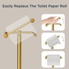 image:imageFORIOUS Toilet Paper Holder Stand SUS304 Stainless Steel Vintage Bathroom Roll Tissue Holder Free Standing with 41LBS Heavy Weighted Base AntiTipping Fits Mega Rolls Brushed NickelBrushed Gold
