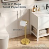 image:imageFORIOUS Toilet Paper Holder Stand SUS304 Stainless Steel Vintage Bathroom Roll Tissue Holder Free Standing with 41LBS Heavy Weighted Base AntiTipping Fits Mega Rolls Brushed NickelBrushed Gold