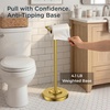 image:imageFORIOUS Toilet Paper Holder Stand SUS304 Stainless Steel Vintage Bathroom Roll Tissue Holder Free Standing with 41LBS Heavy Weighted Base AntiTipping Fits Mega Rolls Brushed NickelBrushed Gold