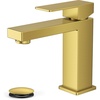 image:imageFORIOUS Bathroom Faucets for 1 or 3 Hole Sink Chrome Single Handle Bathroom Faucet with Popup Drain and Supply Lines Suitable for Vanity RV Lavatory RestroomBrushed Gold