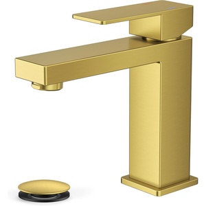 image:imageFORIOUS Bathroom Faucets for 1 or 3 Hole Sink Chrome Single Handle Bathroom Faucet with Popup Drain and Supply Lines Suitable for Vanity RV Lavatory RestroomBrushed Gold